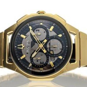 Gold Bulova CURV Gold 44mm Caseback Watch!